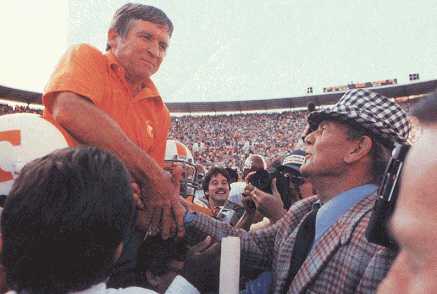 Johnny Majors and Bear Bryant -- 82 Tennessee Alabama