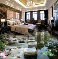 3D Lotus Rock 1070 Floor Wallpaper Murals Self-Adhesive Removable Kitchen Bath Floor Waterpro...jpeg