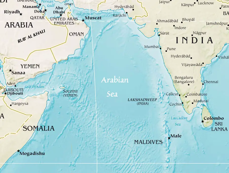 Выход в индийский океан. Большой Аравийский залив на карте индийского океана. Аравийский полуостров на карте индийского океана. Расположение Аравийского моря. Оманский залив на карте индийского океана.